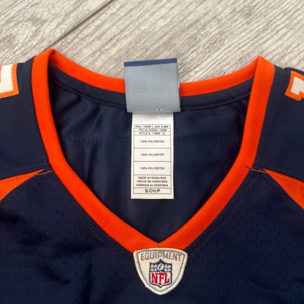 NFL Equipment Navy and Orange Jersey Broncos Women Tebow #15 Small